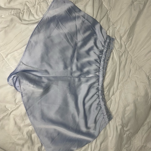 Blue Satin and Lace Shorts - Picture 2 of 3